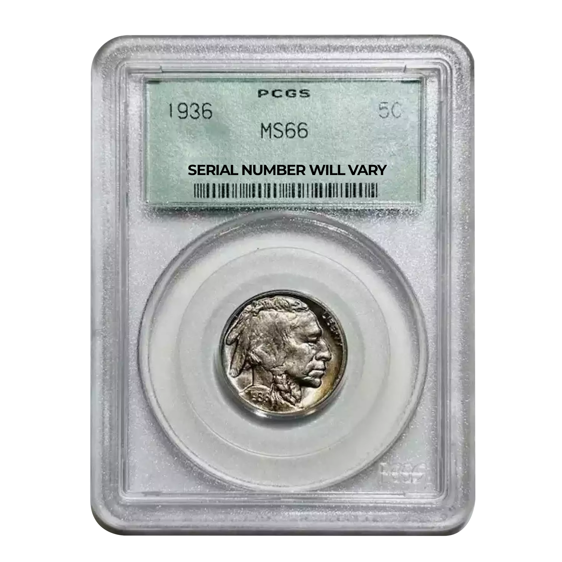 1936 Buffalo Nickel OLD GREEN HOLDER - PCGS MS66 - CoinsTV