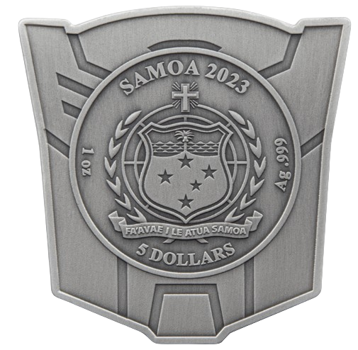 2023 Samoa Hasbro Transformers Optimus Prime - 1oz Silver Antiqued Shaped Coin