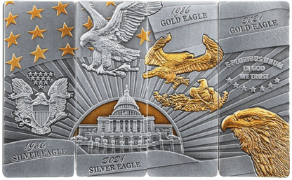 2023 Barbados American Eagle - 4 x 1 oz Ingot Silver Bar Coin Set - CoinsTV