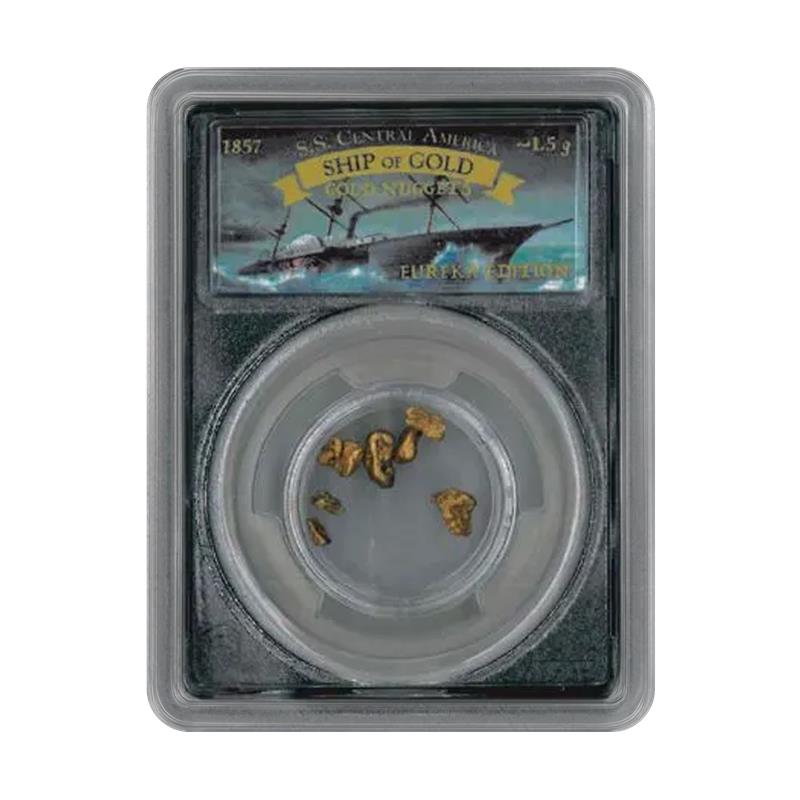 SS Central America Gold Nuggets 1.5 Grams Gold - Bob Evans Signature - PCGS Certified - CoinsTV