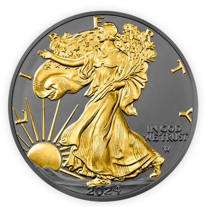 2024 Silver Eagle Black Ruthenium & Gold Enhanced 1 oz Silver