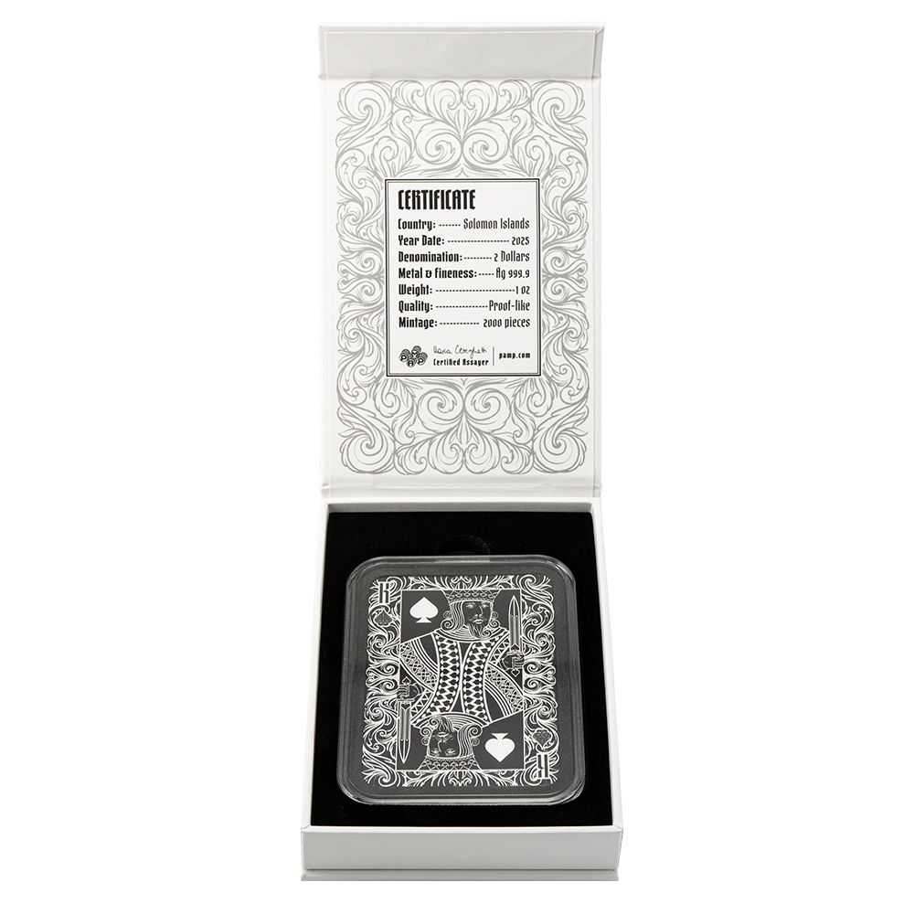 2025 Solomon Islands Royal Flush The King of Spades 1 oz Silver Coin - CoinsTV