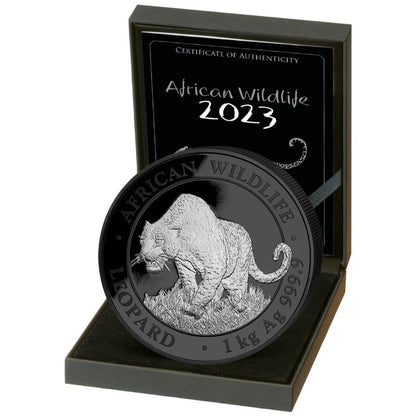 2023 Somalia Leopard Black Premium 1 Kilo Silver Coin - CoinsTV