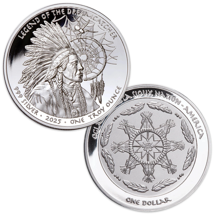 2025 Sioux Nation Legend of the Dreamcatcher Proof 1 oz Silver Coin - CoinsTV