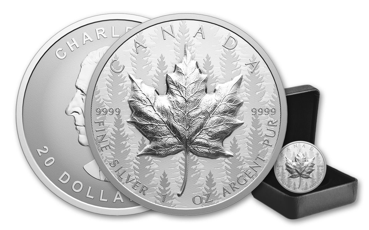 2024 Canada Maple Leaf Pulsating Forest 1 oz Silver UHR - CoinsTV
