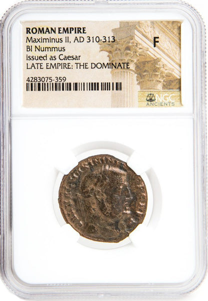 Roman AE of Maximinus II (AD310-313) BI Nummus Issued as Caesar - NGC(F) - CoinsTV