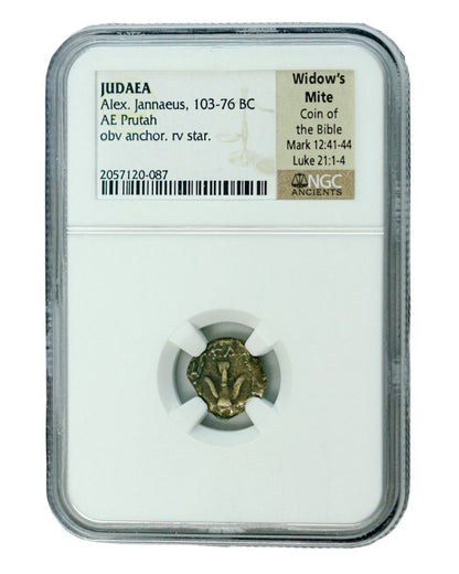 Widow’s Mite: Judean Prutah (103-76 BC) NGC Slab