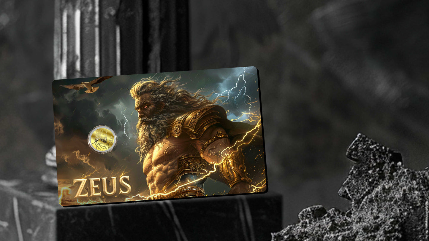 2025 Niue Greek Mythology Zeus 1/1000 oz Gold Coin in Card