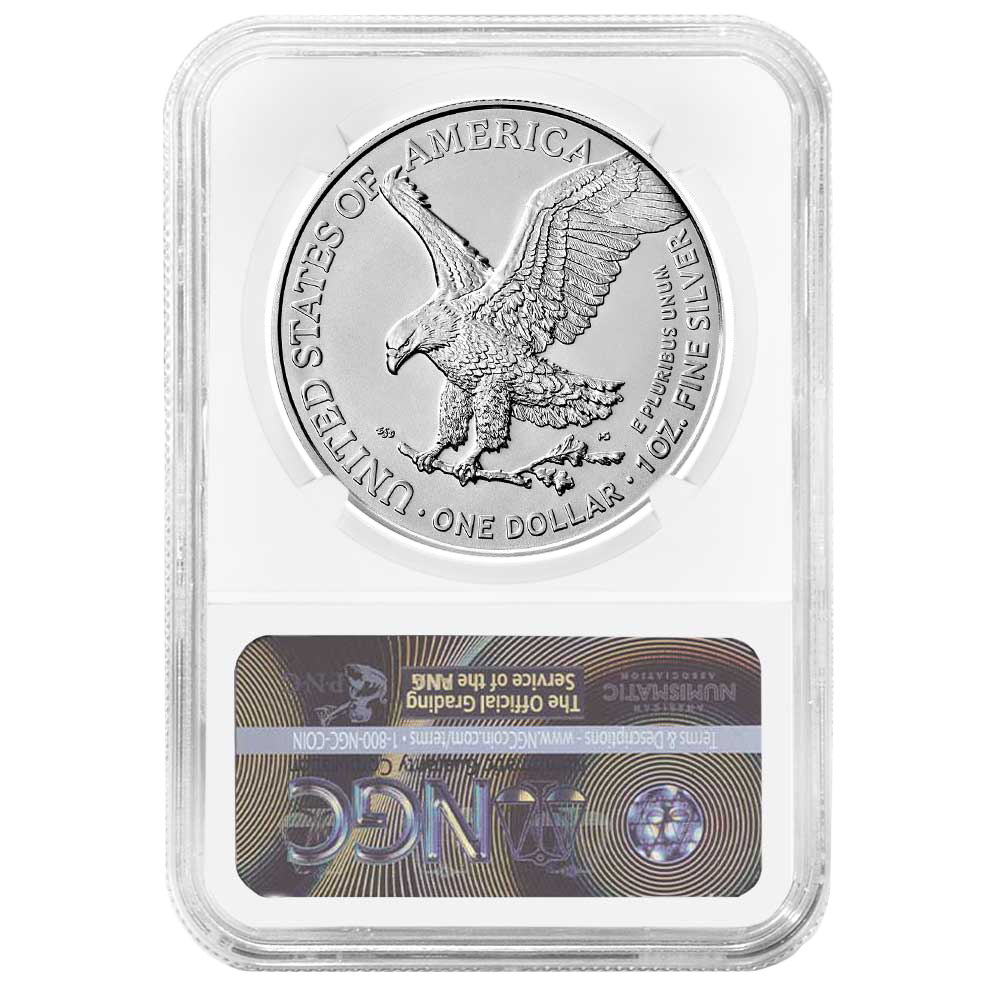 2023 Silver Eagle - NGCX MS10 FDI Gaudioso Flag Label