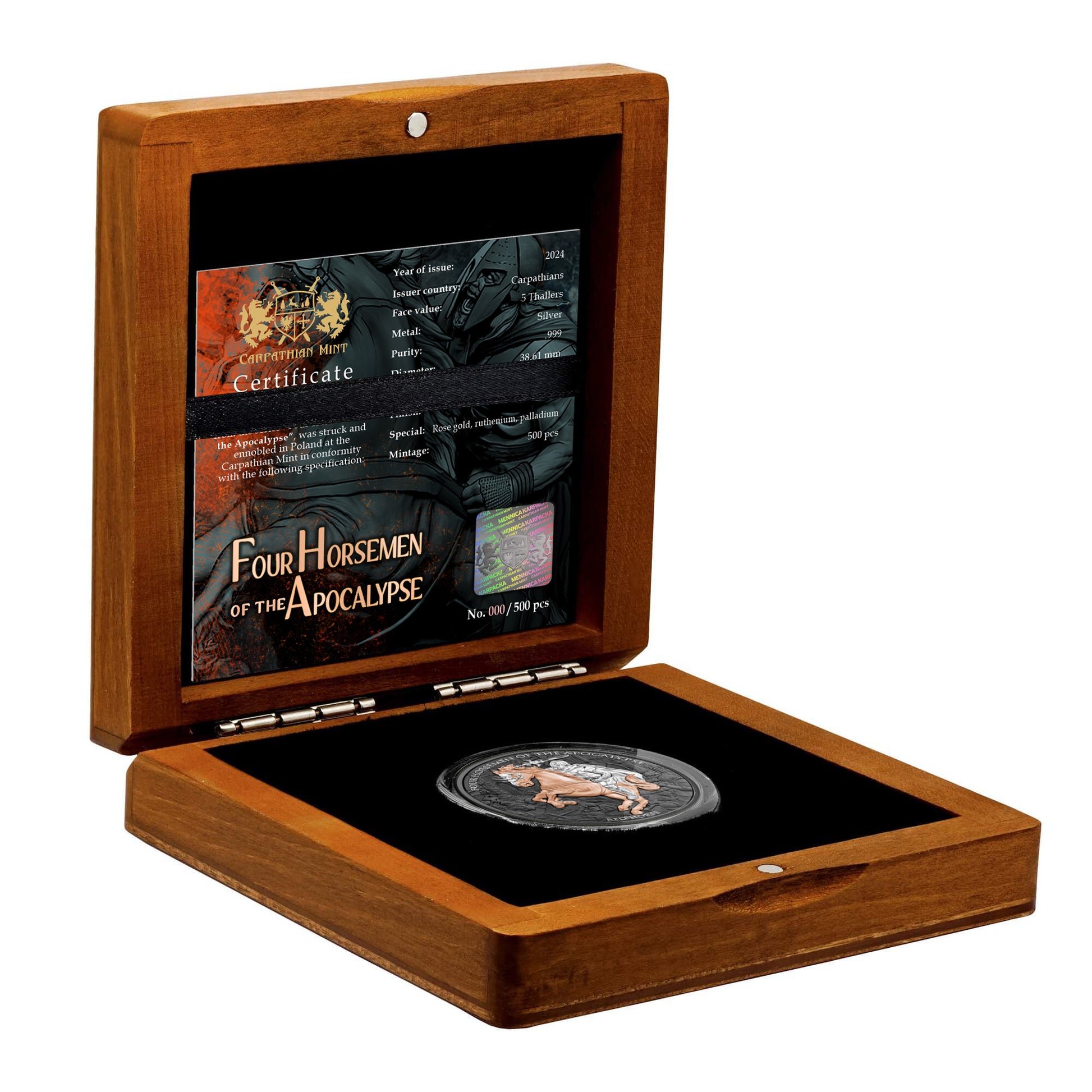 2024 Carpathian Four Horseman Red Horse Multimetal Edition 1 oz Silver Coin - CoinsTV