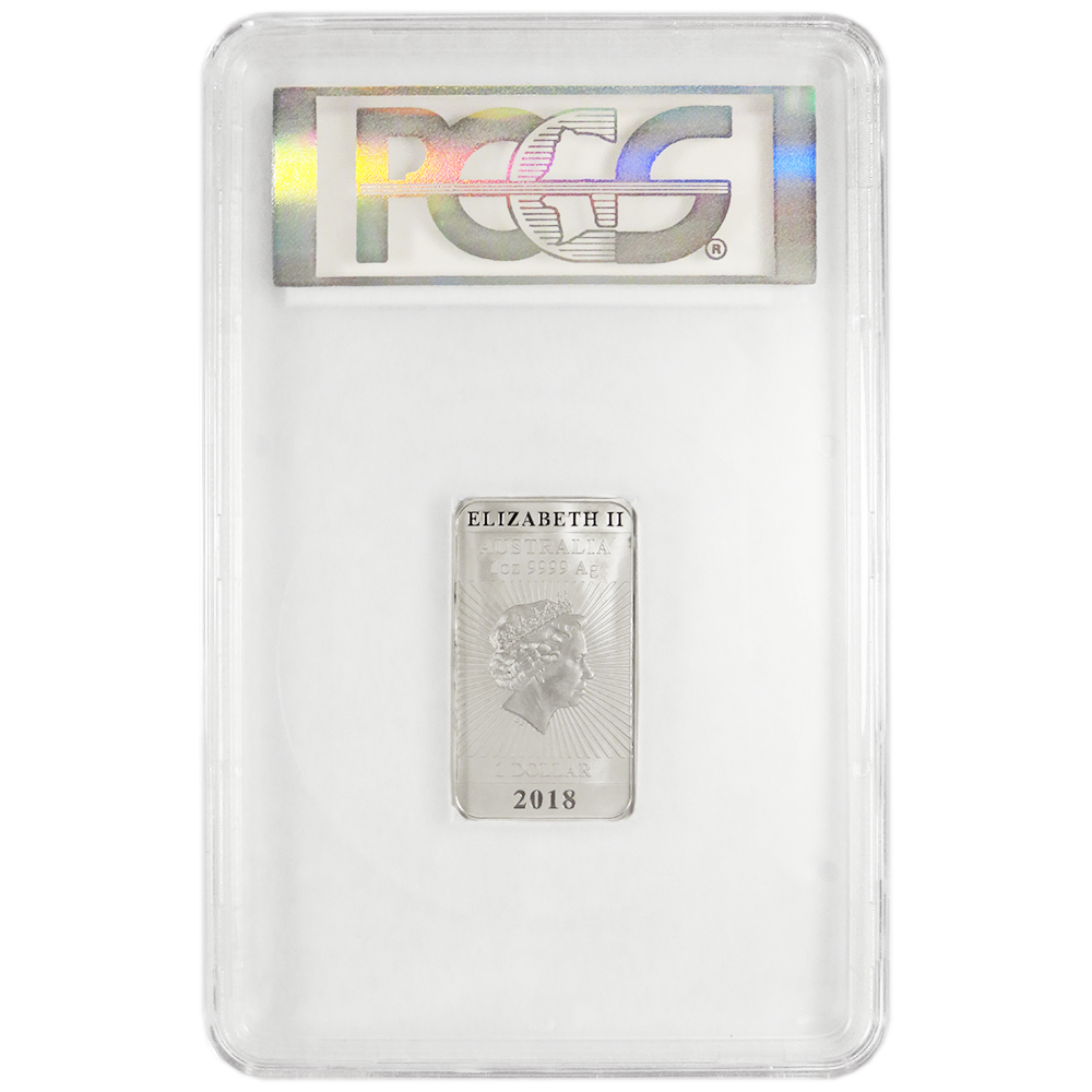 2018-P Australian Dragon Rectangle 1 oz Silver - PCGS MS70 First Strike Label - CoinsTV