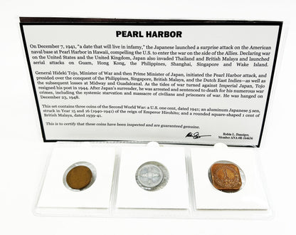 Pearl Harbor: Three Coins of World War II (Letterbox Folder) - CoinsTV