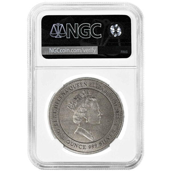 2022 St. Helena Silver Pegasus Antique Finish - Jennie Norris Flag Label - NGC MS70 FDI - CoinsTV