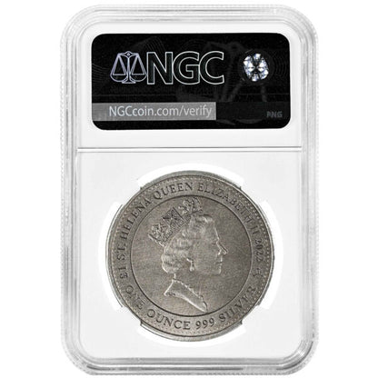 2022 St. Helena Silver Pegasus Antique Finish - Jennie Norris Flag Label - NGC MS70 FDI - CoinsTV