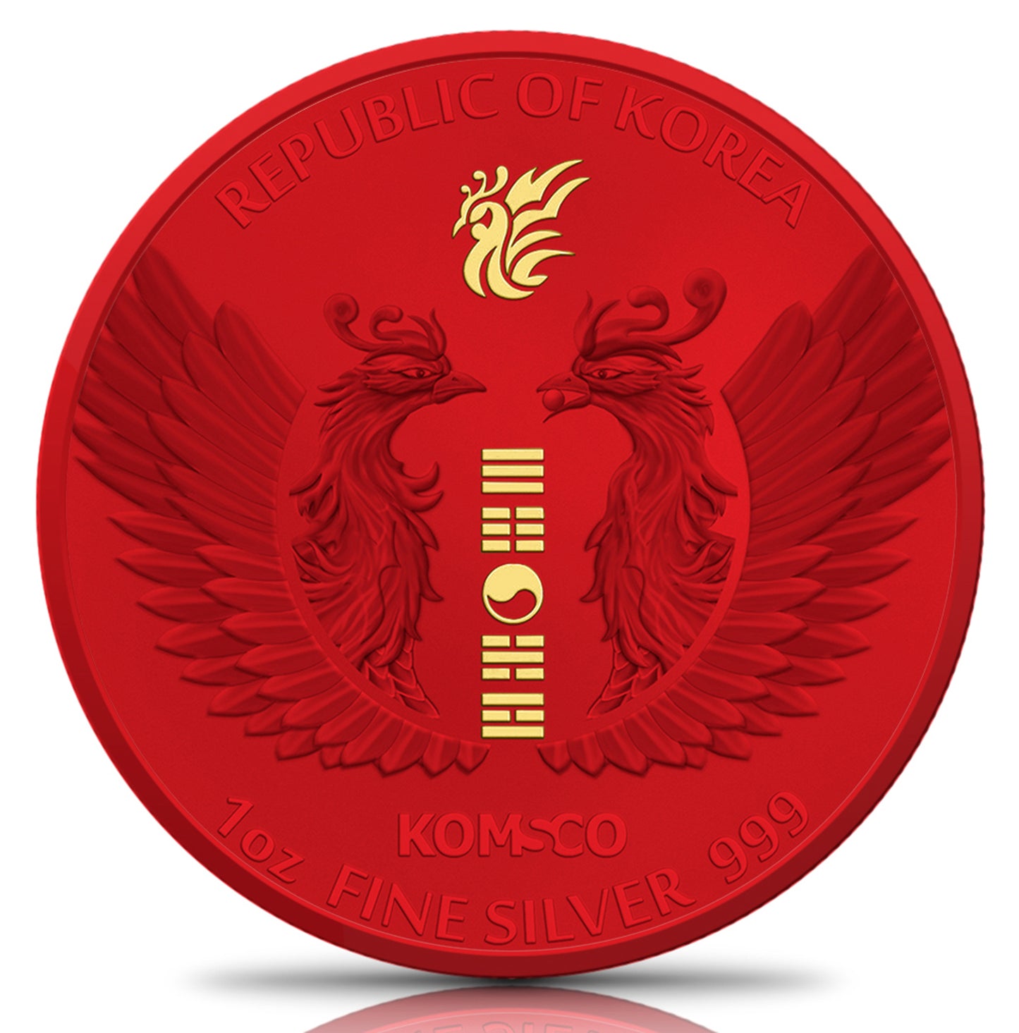 2023 Korea Phoenix Space Red & Gold Holo Edition 1 oz Silver Coin - CoinsTV