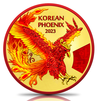 2023 Korea Phoenix Space Red & Gold Holo Edition 1 oz Silver Coin - CoinsTV