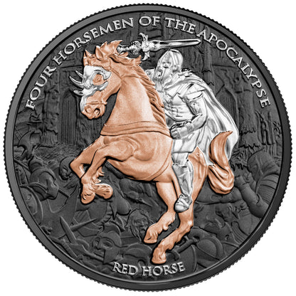 2024 Carpathian Four Horseman Red Horse Multimetal Edition 1 oz Silver Coin - CoinsTV