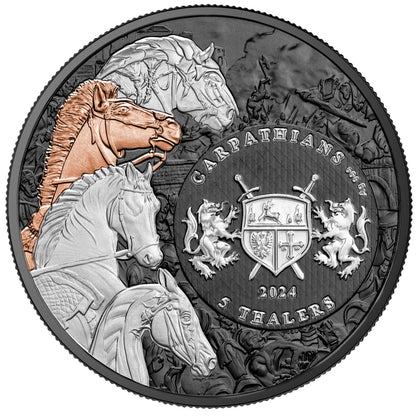 2024 Carpathian Four Horseman Red Horse Multimetal Edition 1 oz Silver Coin - CoinsTV