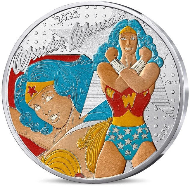 2025 France DC Comics Wonder Woman Colorized 35g Silver Coin - CoinsTV