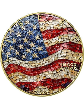 2025 U.S. Eagle Mosaic American Flag Edition 1 oz Silver Coin
