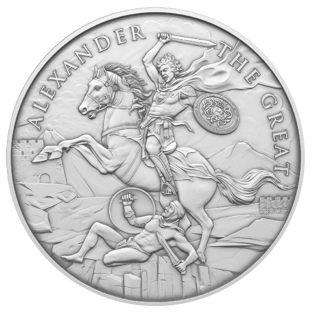 Legendary Warriors: Alexander the Great 1 oz .999 Fine Silver Round - CoinsTV