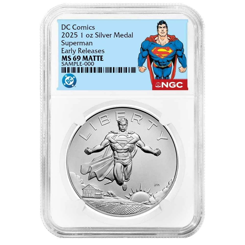 2025 Superman DC Comics 1 oz Silver Medal - NGC MS69 ER Superman Label - CoinsTV