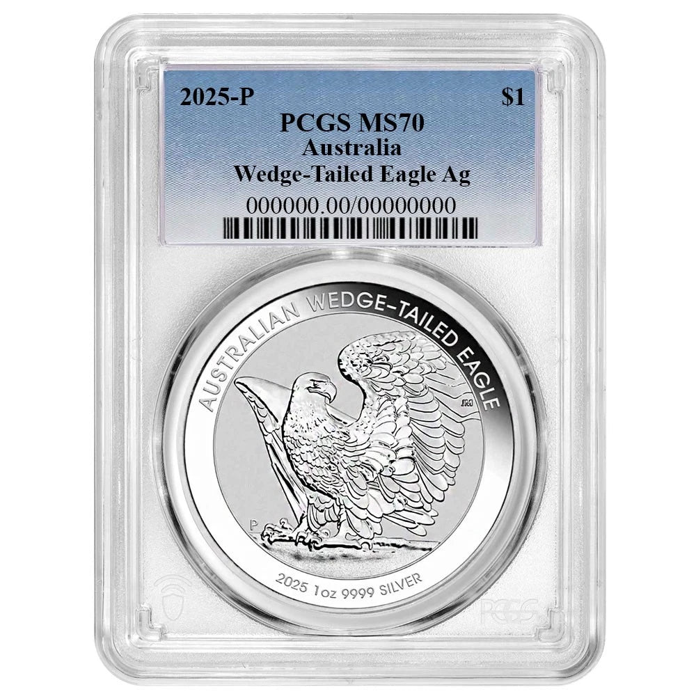 2025 Australian Silver Wedge Tailed Eagle - PCGS MS70 Blue Label - CoinsTV