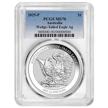 2025 Australian Silver Wedge Tailed Eagle - PCGS MS70 Blue Label - CoinsTV
