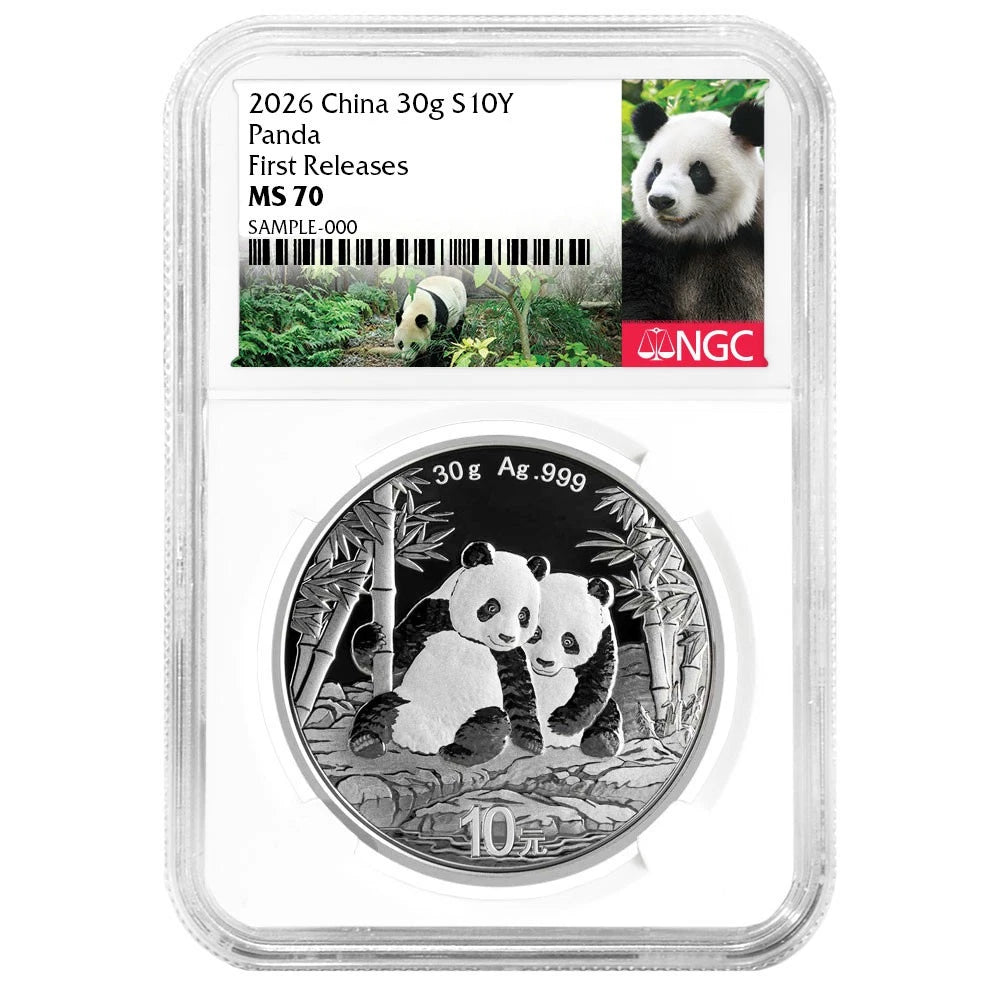 2026 China Panda Silver - NGC MS70 FR Panda Label - CoinsTV