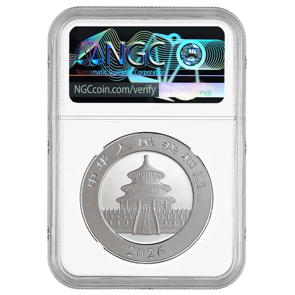 2026 China Panda Silver - NGC MS70 FR Panda Label - CoinsTV