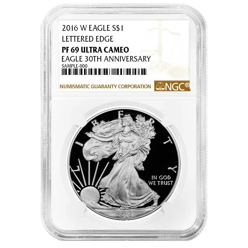 2016-W Silver Eagle - Lettered Edge 30th Anniversary - NGC PF69UC Brown Label - CoinsTV