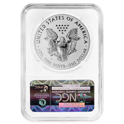 2011-P Silver Eagle - 25th Anniversary Label - NGC REVERSE PF70 ER - CoinsTV