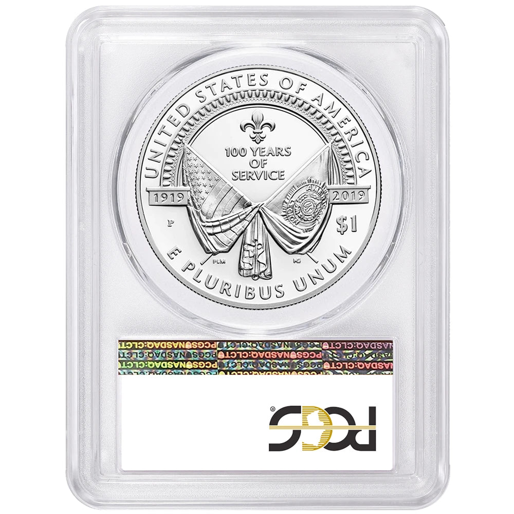 2019-P American Legion 100th Ann - PCGS PR70DCAM FDOI Flag Label - CoinsTV
