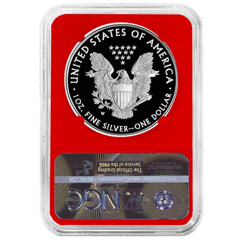 2021-W Silver Eagle Heraldic Eagle Type 1 - Congratulations Set - NGC PF70UC - CoinsTV