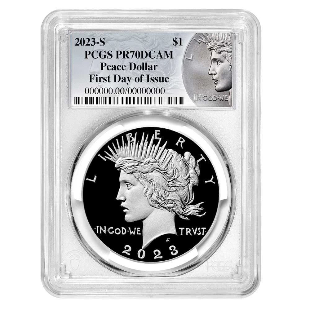 2023-S Peace Silver Dollar - PCGS PR70DCAM FDOI Peace Label
