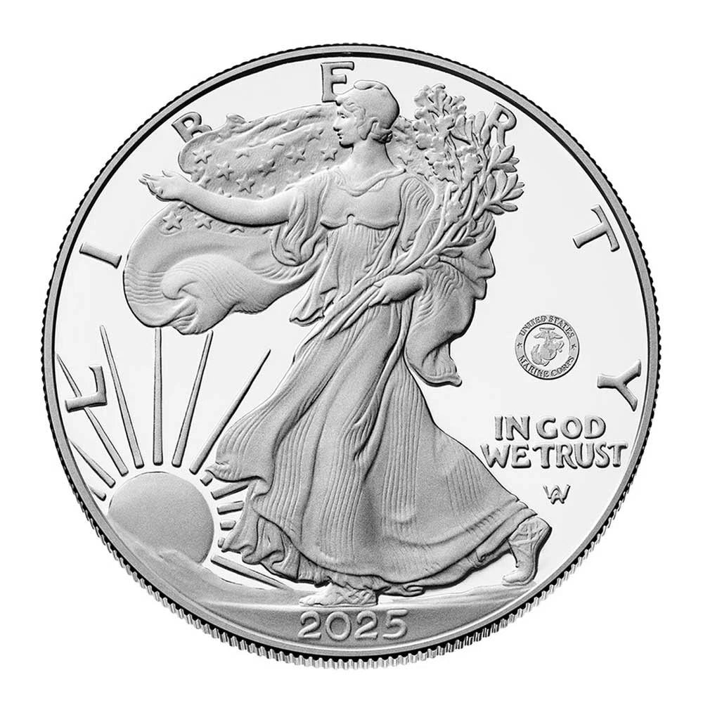 2025-P Proof Silver Eagle Marine Corps Privy Box & COA 250th Anniversary
