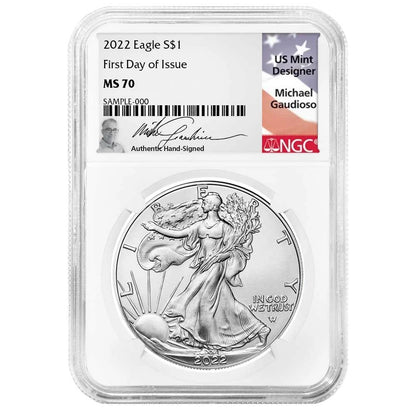 2022 Silver Eagle - NGC MS70 FDI Michael Gaudioso Flag Label