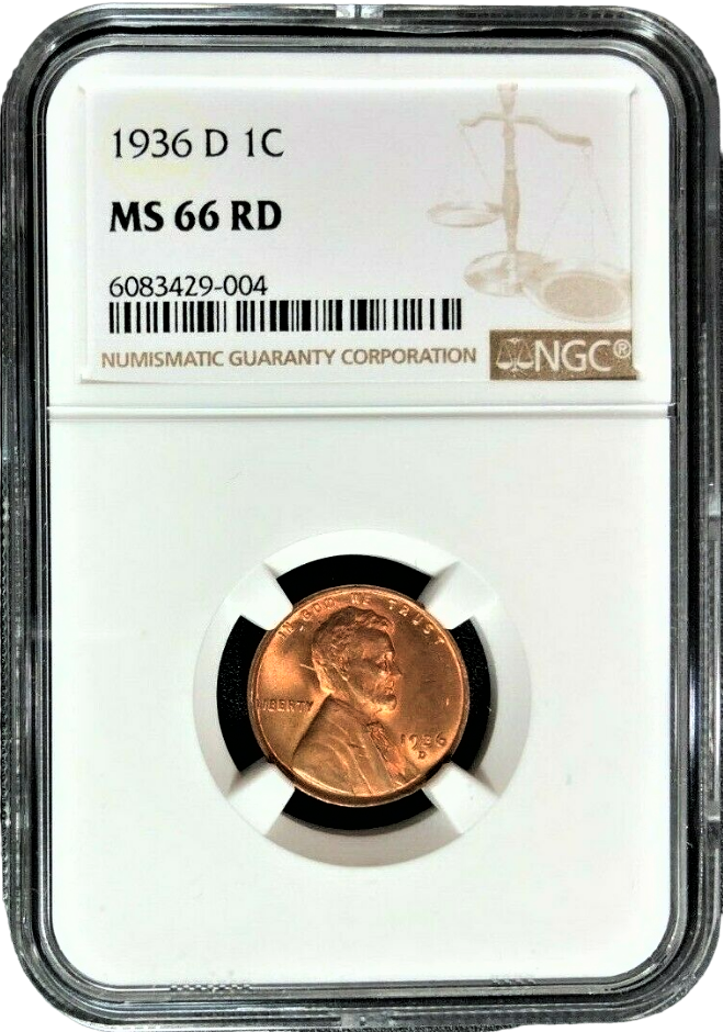 1936- D Lincoln Wheat Cent - NGC MS66 RD