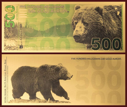 2025 Brown Bear 500mg 24 K Gold Aurum Note - National Treasure Series - CoinsTV