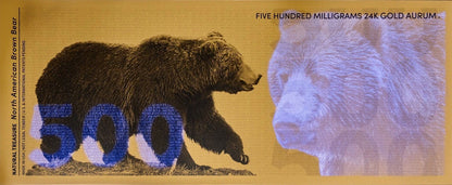 2025 Brown Bear 500mg 24 K Gold Aurum Note - National Treasure Series - CoinsTV