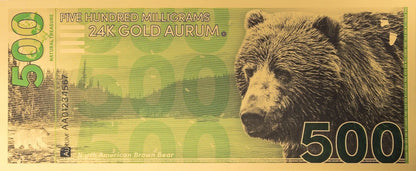 2025 Brown Bear 500mg 24 K Gold Aurum Note - National Treasure Series - CoinsTV