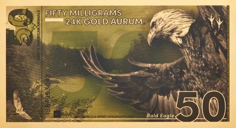 2024 Bald Eagle 50mg 24K Gold Aurum Note - CoinsTV