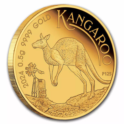 2024 Australia 1/2 Gram Gold Kangaroo Mini Roo BU (Assay Card) - CoinsTV