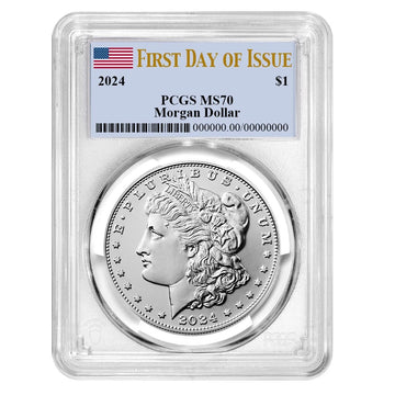 2024 Morgan Silver Dollar - PCGS MS70 FDOI Flag Label