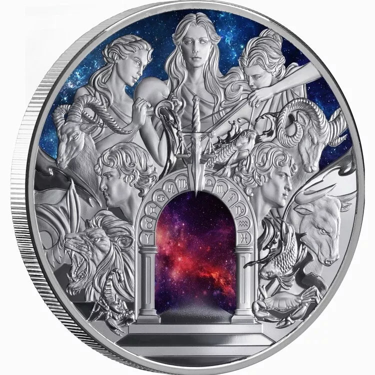 2024 $10 Niue Twelve Signs of the Roman Zodiac 5 oz Silver Proof - CoinsTV