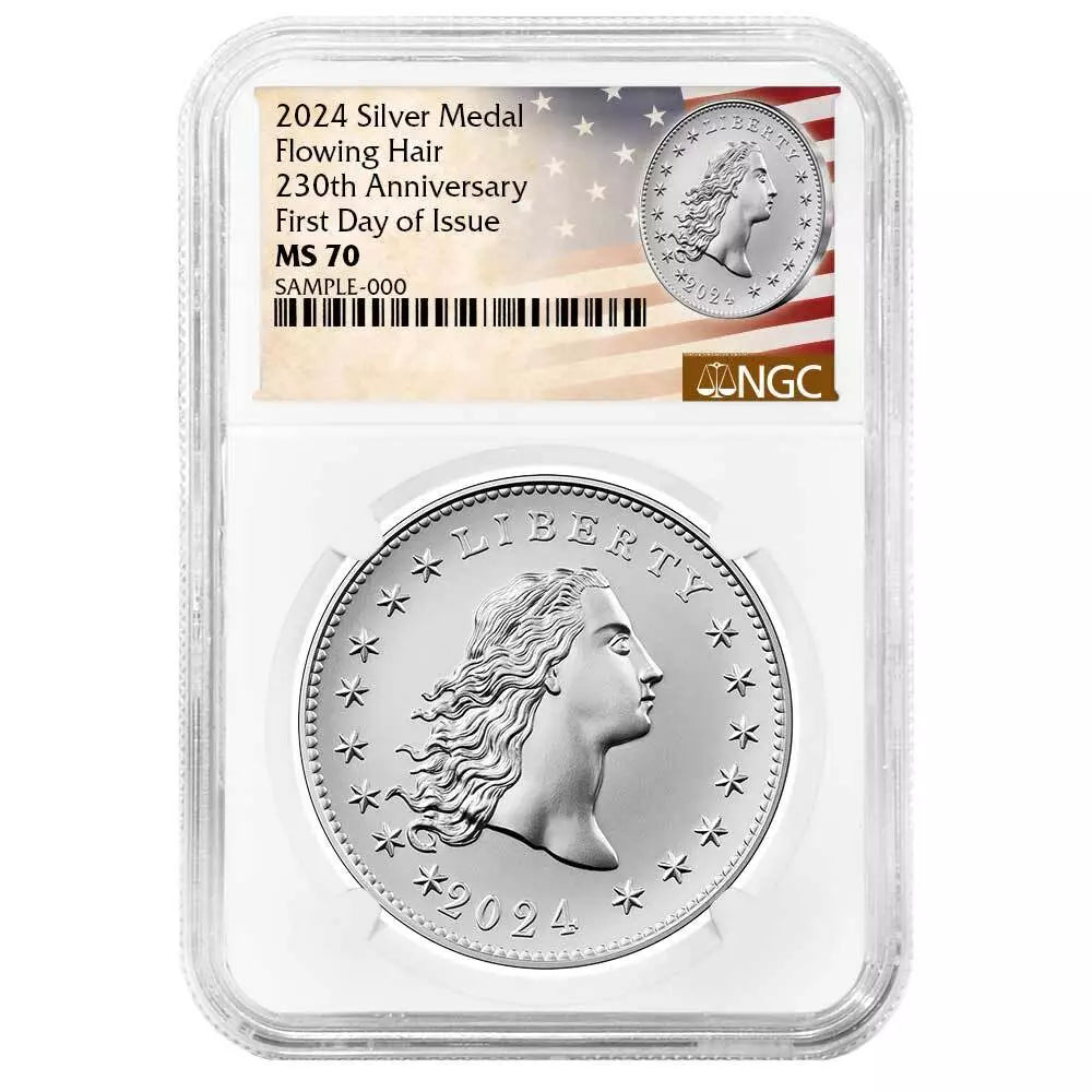 2024 230th Anniversary Flowing Hair Silver Medal NGC MS70 FDI - CoinsTV