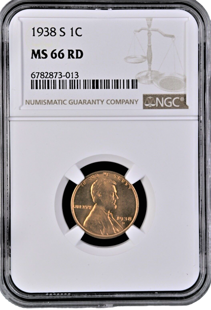 1938-S  Lincoln Wheat Cent - NGC MS66 RD