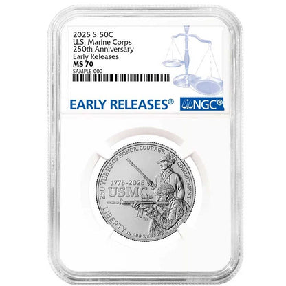 2025-S U.S. Marine Corps 250th Anniversary Commemorative - NGC MS70 ER Label - CoinsTV