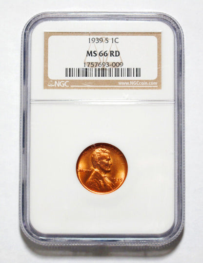 1939- S Lincoln Wheat Cent - NGC MS66 RD