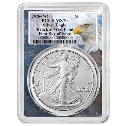 2026(W) Silver Eagle - PCGS MS70 FDOI Eagle Frame - CoinsTV